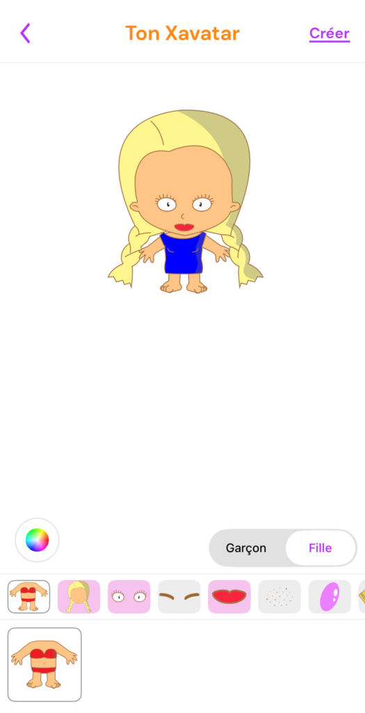Capture d'écran Xooloo Messenger Crée ton avatar de fille